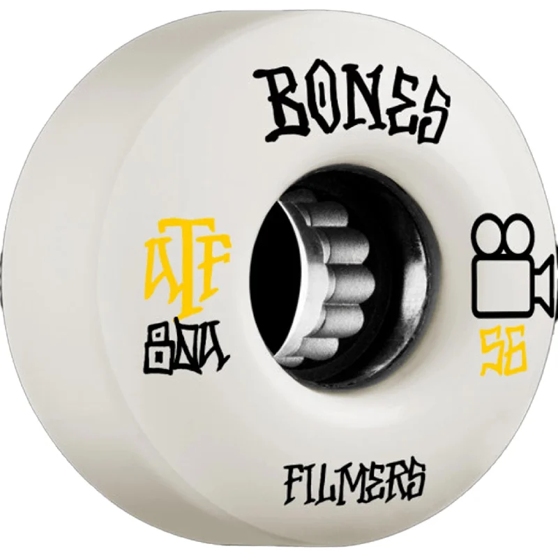 Skateboard Wheels For Hard Impact Landings-Bones ATF Filmers 56mm 80A Wheels White