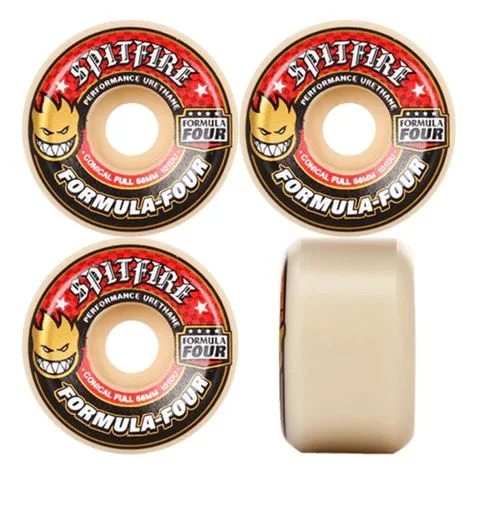 Skateboard Wheels For Aggressive Skating-Spitfire Wheels 56mm Formula4 Conical Full Red 101a