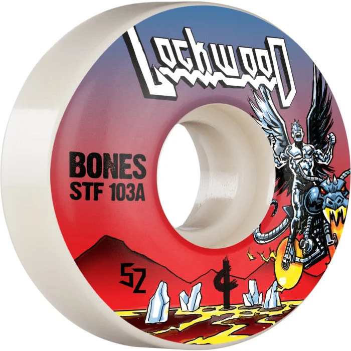 Skateboard Wheels With Extra Tread Pattern-Bones Wheels STF 52mm Lockwood Metal 103a V3