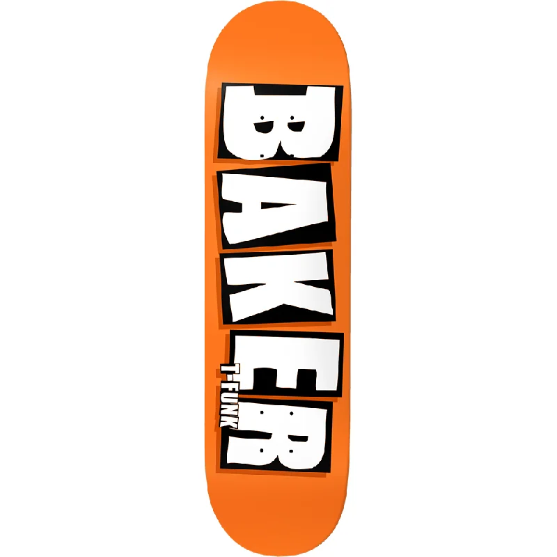 Skateboard Deck With Perfect Pop And Flick-Baker - T-Funk Brand Name Neon Orange B2 8.25 - Skateboard Deck