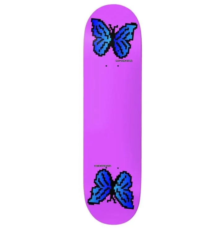 Skateboard Deck With Extra Grip Enhancement-917 Deck Pink Butterfly Slick 8.25