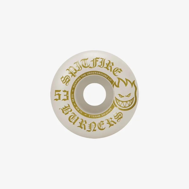 Skateboard Wheels With Superior Shock Resistance-Spitfire Burner Wheel 53mm (Gold/white)