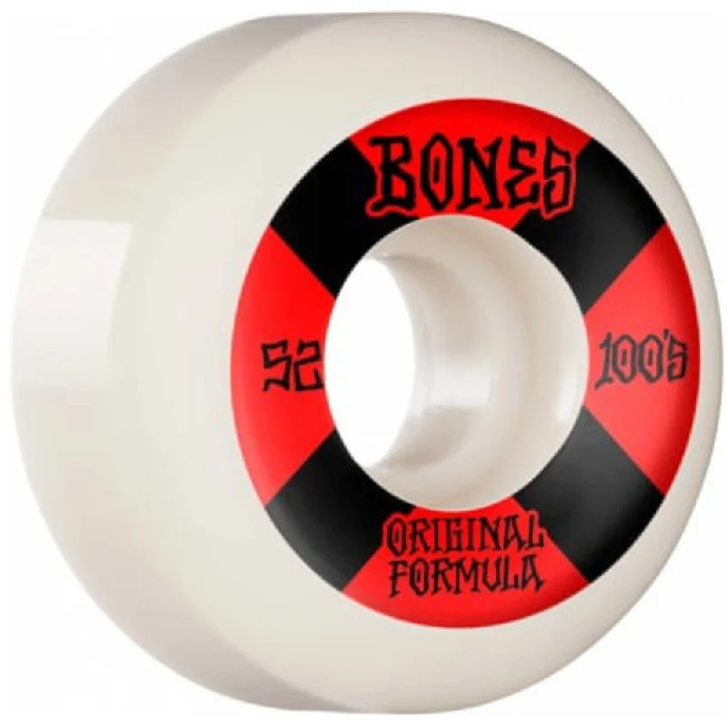 Skateboard Wheels With Extra Thick Core-Bones 100's OG Formula V5 Sidecut White - Skateboard Wheels