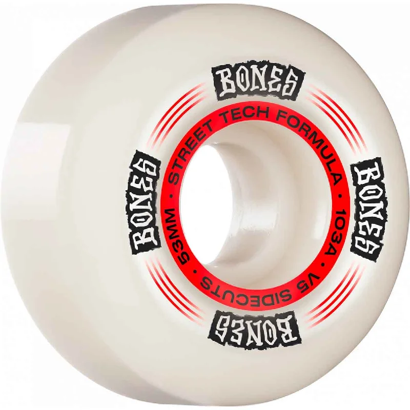 Skateboard Wheels With Soft Touch Feel-Bones 53mm V5 Sidecut Regulators Wheels White