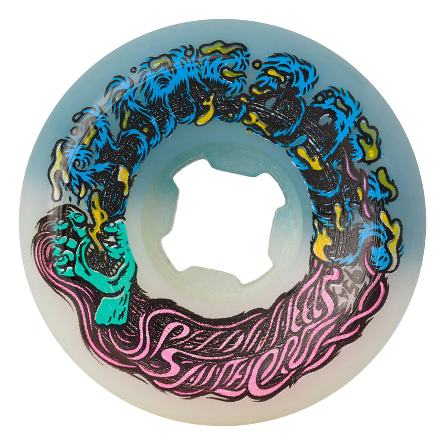 Skateboard Wheels With Heat-Treated Surface-Slime Ball Wheels 54mm Hairballs 50-50 White Teal 95a