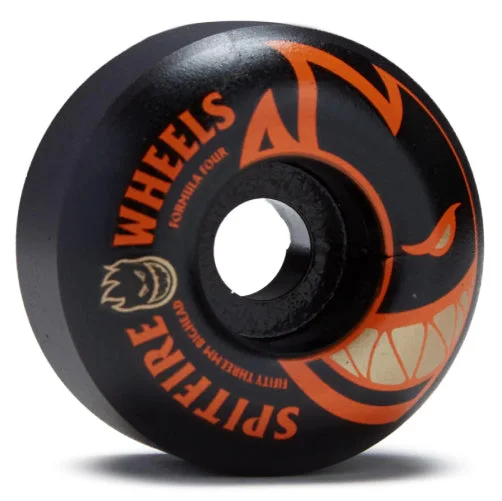 Skateboard Wheels With Unique Graphics-Spitfire F4 Bighead Devil's Night Wheels Black/Orange 53MM 99D