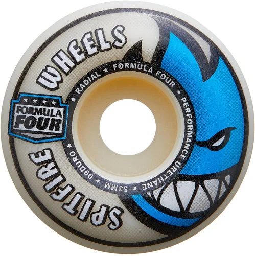 Skateboard Wheels With Reinforced Core-Spitfire F4 Radial Wheels Natural/Blue 53MM 99D