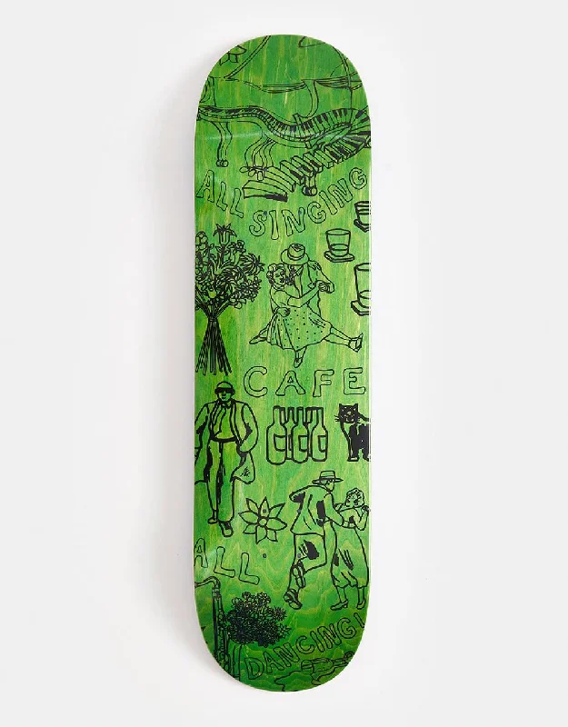 Skateboard Deck For Aggressive Skating-Skateboard Cafe "Gaurab Sketches" C2 Skateboard Deck - Green