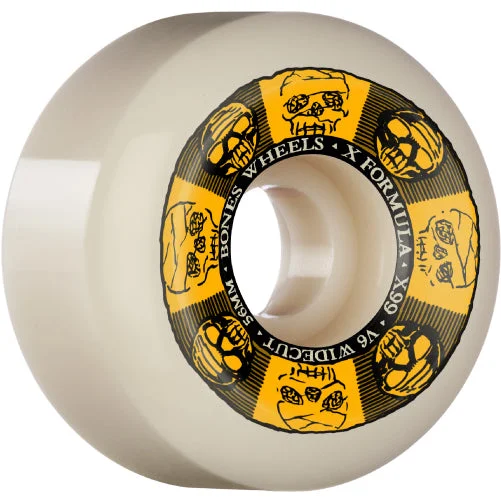 Skateboard Wheels With High-Speed Core-Bones X-Formula V6 Wide-cut Black & Gold Wheels 56MM 99A