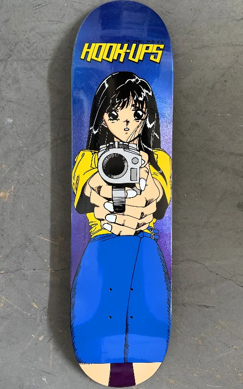 Skateboard Deck With Next-Level Durability-1 of 1 SIGNED Barrel of a Gun - 8 X 31.75 HAND PAINTED PURPLE/BLUE BACKGROUND