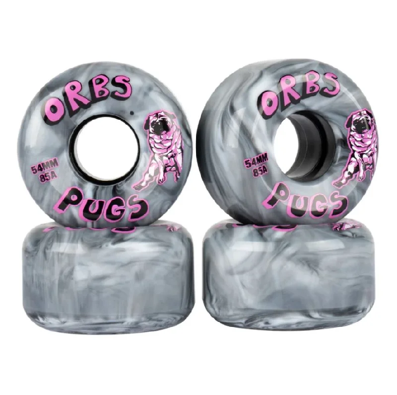 Skateboard Wheels With Extra Tough Build-Orbs Wheels 54mm Pugs Swirl Black/White