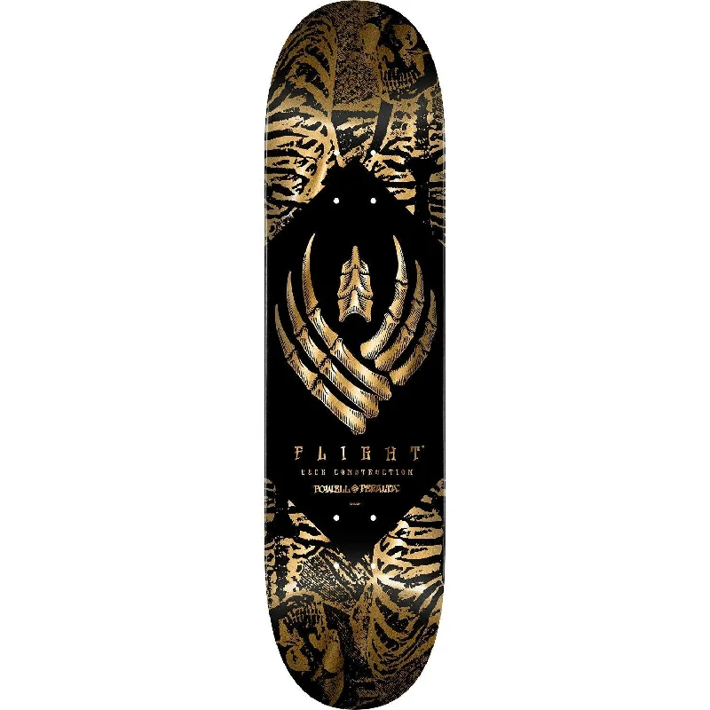 Skateboard Deck With Classic Aesthetic-Powell Flight Deck Skeleton Gold Foil 8.63