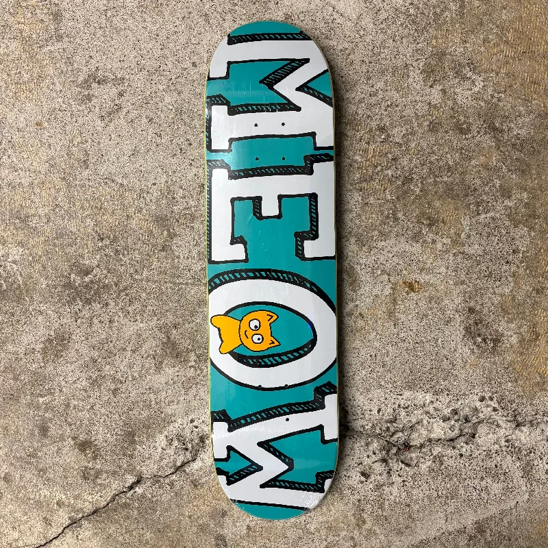 Skateboard Deck For Enhanced Board Feel-Meow Brand Logo Deck 8.0 (Teal)