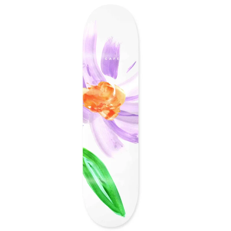 Skateboard Deck With Heat-Pressed Layers-Skateboard Cafe "Floral" Deck - White