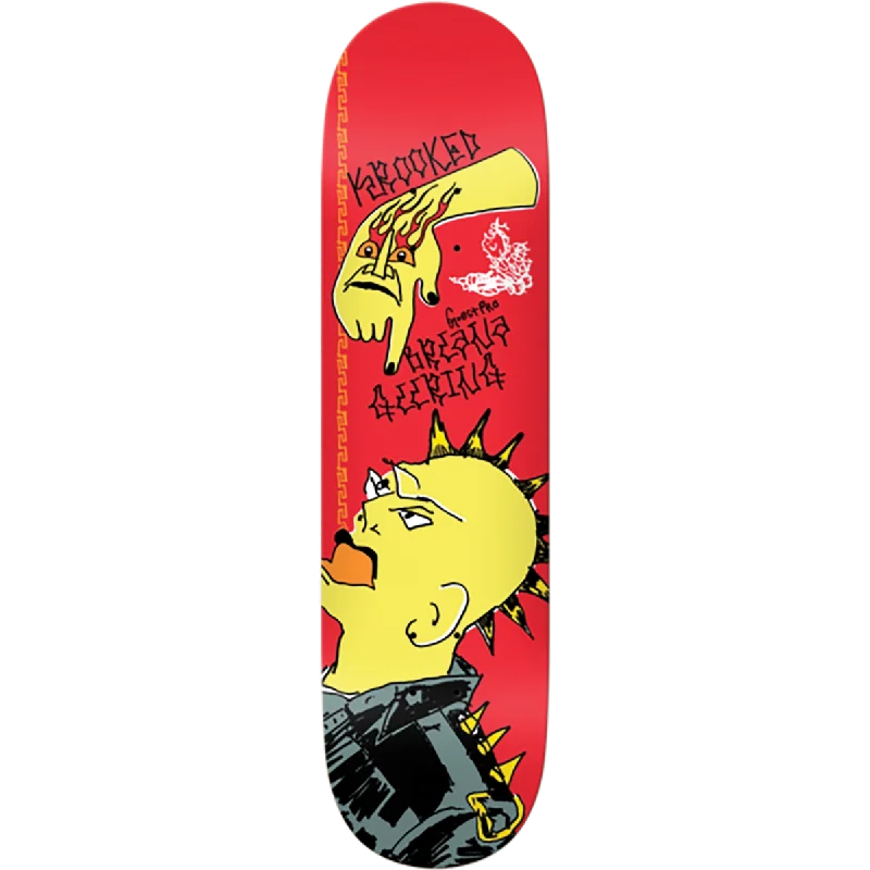 Skateboard Deck With Custom Graphics-Krooked - Breana Geering Guest Punx Red Deck (8.5)