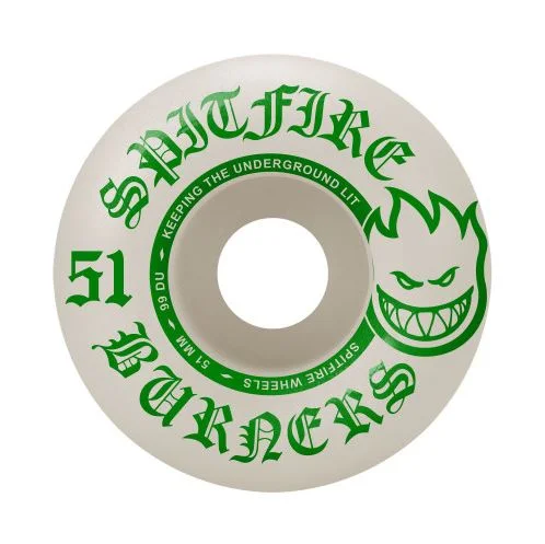 Skateboard Wheels With Fade-Resistant Color-Spitfire Wheels 51mm 99a Bighead Shape White/Green