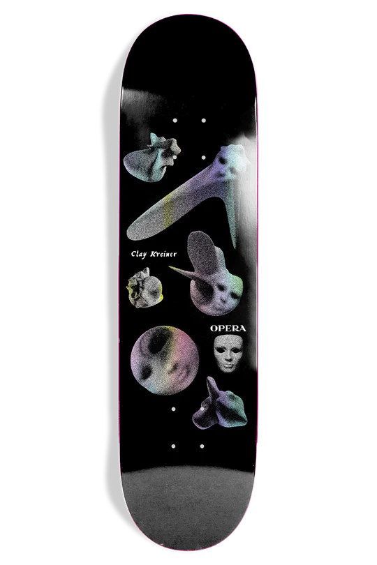 Skateboard Deck With Maximum Trick Control-Opera Deck 8.5 Shapes Holographic Black Clay Kreiner EX7