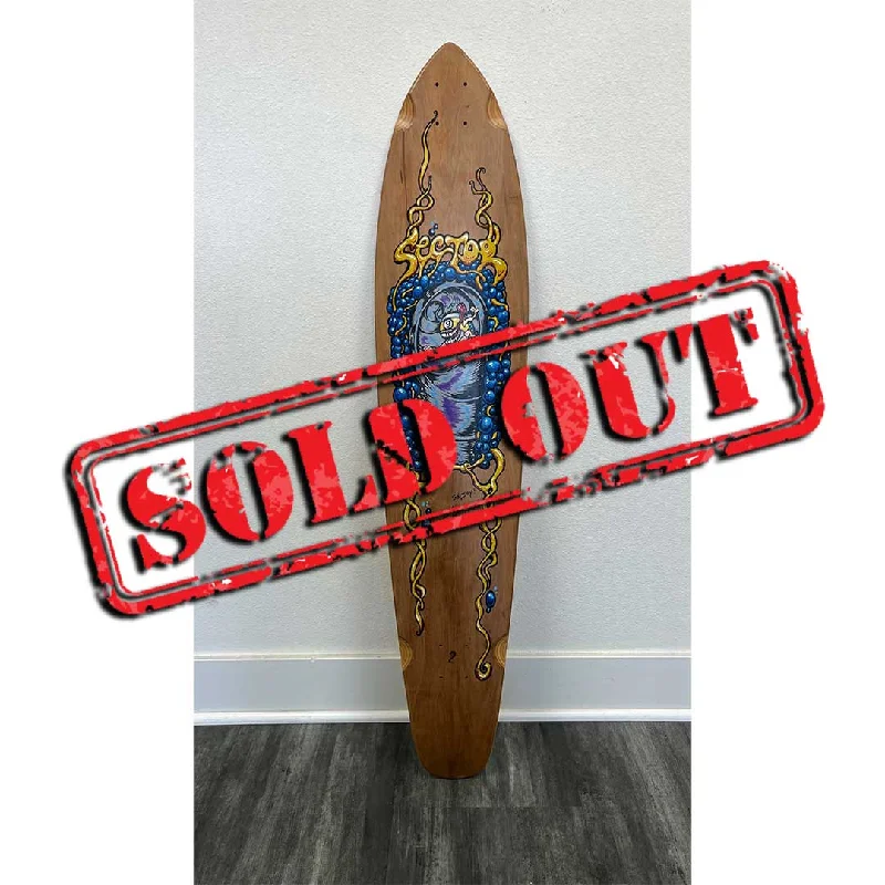 Skateboard Deck With Ultra-Lightweight Build-Nine Ball Sector 9 Longboard Skateboard Deck - Hand Embellished by Drew Brophy