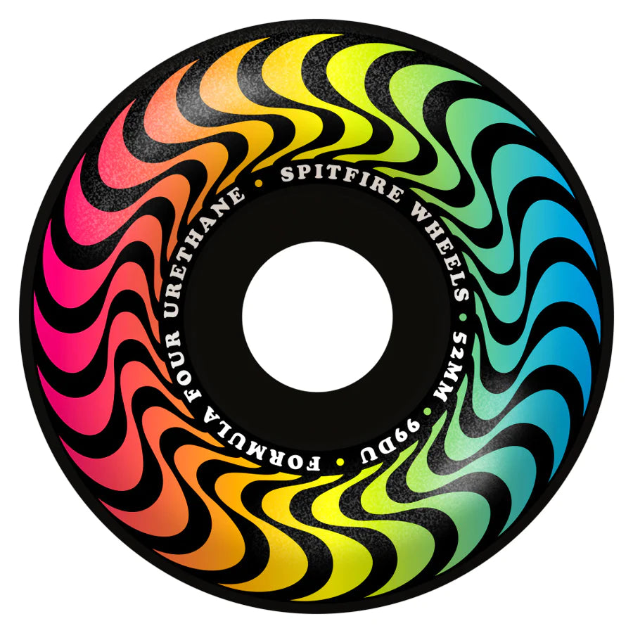 Skateboard Wheels With High-Quality Bearings-Spitfire Formula Four Radial Trippy Swirl Wheels - (99a,52mm)