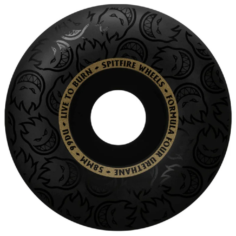 Skateboard Wheels With Lightweight Design-Spitfire Formula 4 Radials Blackout 101D 58mm - Skateboard Wheels