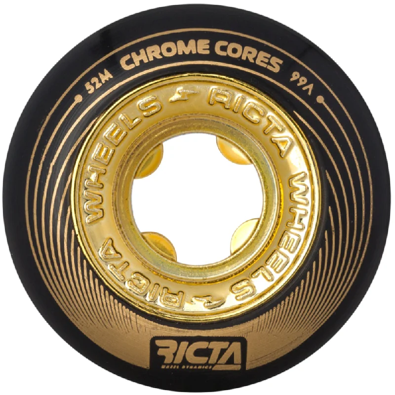 Skateboard Wheels For Precision Skating-Ricta Chrome Core Black Gold 99A 52mm - Skateboard Wheels