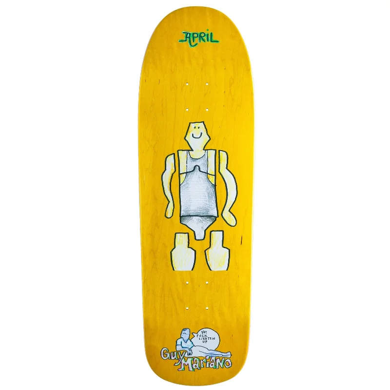 Skateboard Deck With Wide Surface-April Guy By Gonz 90's Shaped Yellow Deck - 9.6