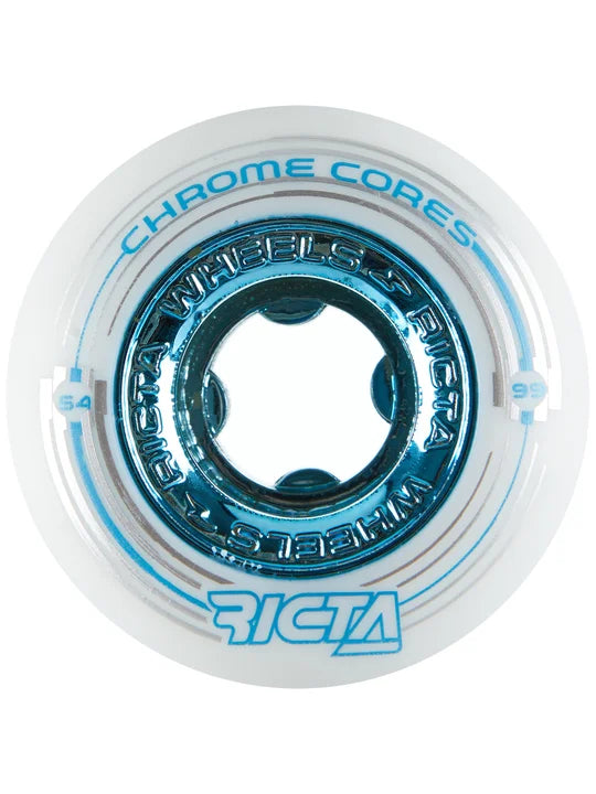 Skateboard Wheels With Reinforced Axle Fit-Ricta Wheel 54mm Chrome Core White Teal 99a