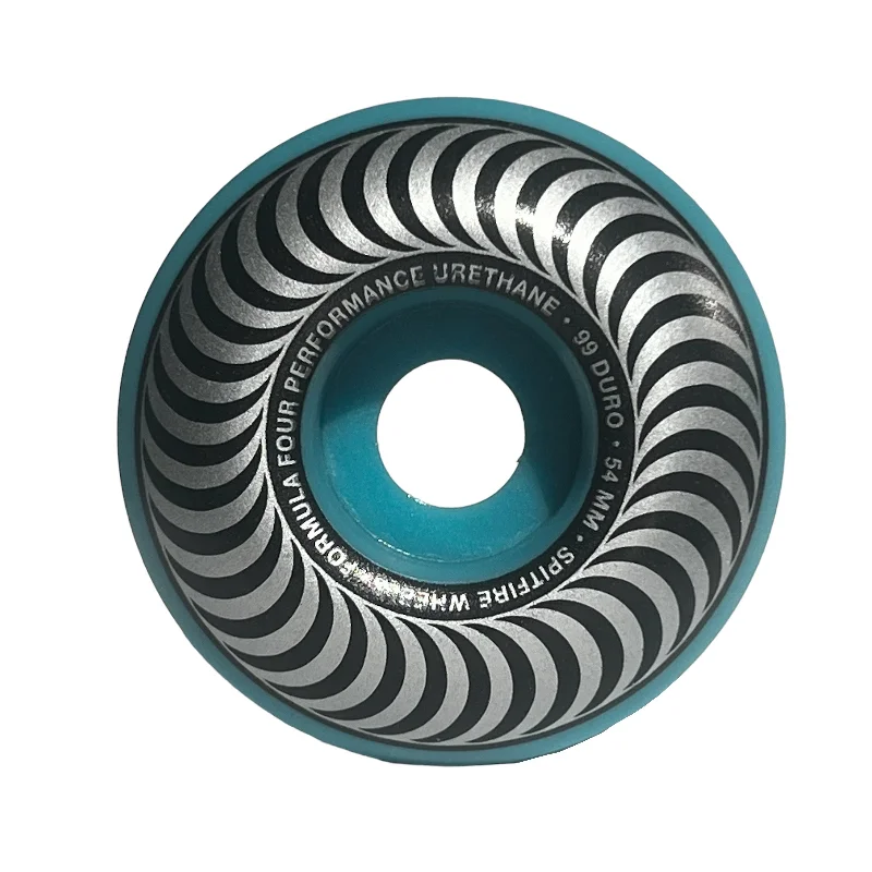 Skateboard Wheels With High-Quality Bearings-Spitfire Wheels 54mm Classics Teal/Silver 99a