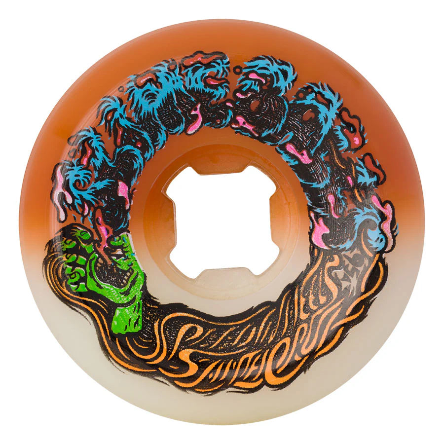 Skateboard Wheels With Air Pockets-Slime Ball Wheels 56mm Hairballs 50-50 White Orange 95a