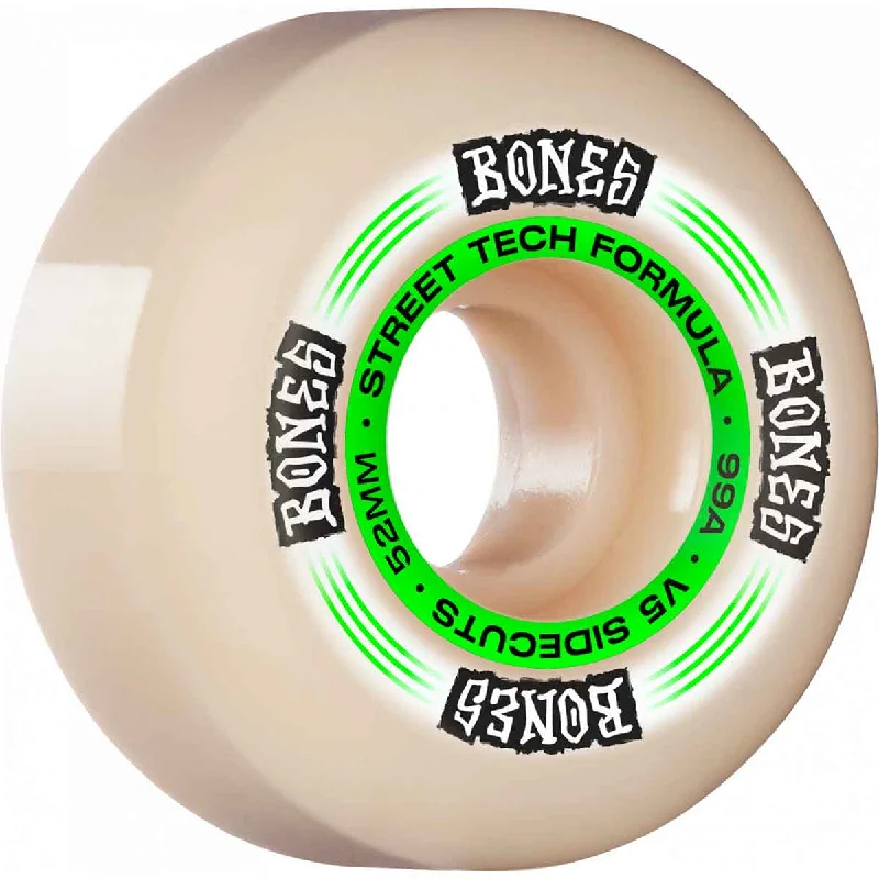 Skateboard Wheels With Reinforced Axle Fit-Bones 52mm V5 Sidecut Regulators Wheels White/Green