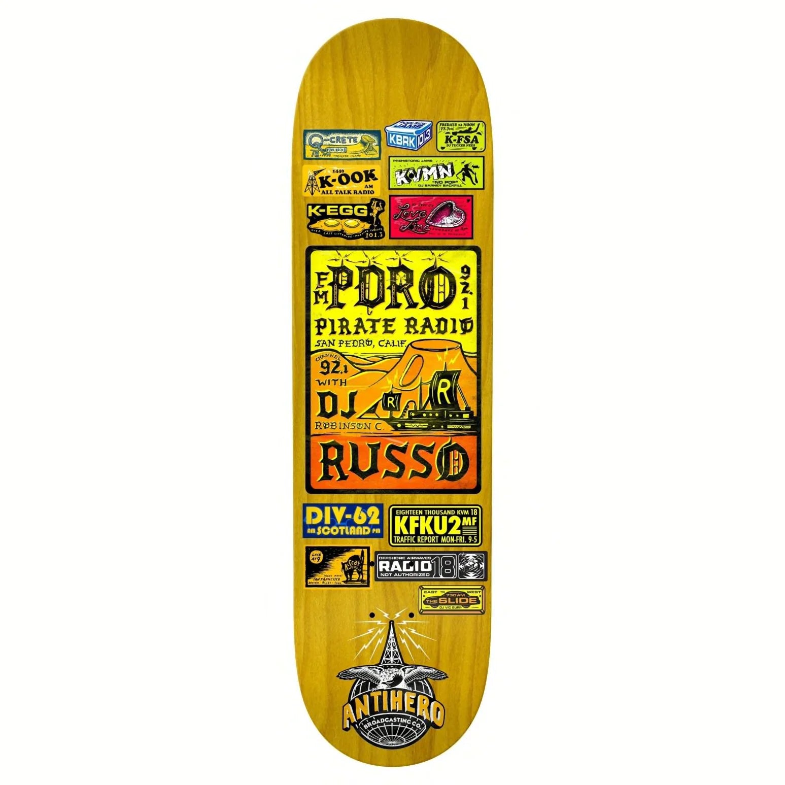 Skateboard Deck For Urban Skating-ANTIHERO SKATEBOARDS RUSSO BROADCASTING DECK 8.38