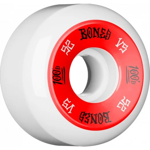 Skateboard Wheels With Extra Long Lifespan-Bones 100's Logo White - Skateboard Wheels