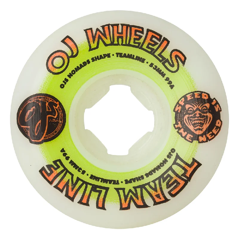 Skateboard Wheels For Smooth Pavement-OJS Team Line Original White/Green/Orange 53mm 99A - Skateboard Wheels