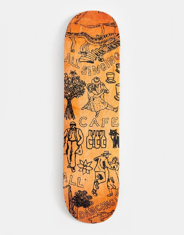 Skateboard Deck For Pro Competitions-Skateboard Cafe "Gaurab Sketches" C2 Skateboard Deck - Orange