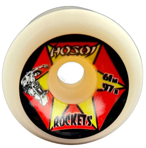 Skateboard Wheels With Shock Absorption-Hosoi Rockets Skateboard Wheels White 61MM 97A