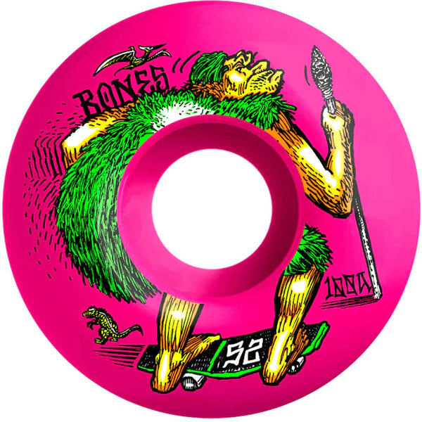 Skateboard Wheels For Smooth Surfaces-Bones Wheels Og 100's Neonderthal V4 Wide 100A