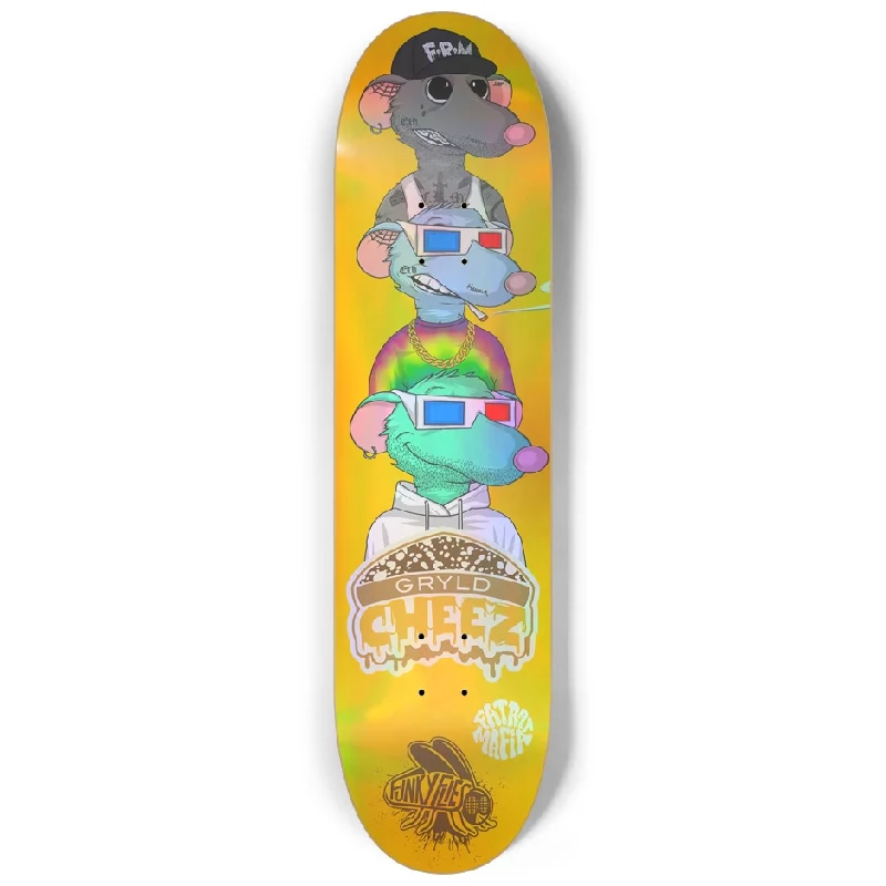 Skateboard Deck With Double Kicktail-8.25 GRYLD Cheez Fat Rat Custom Skateboard