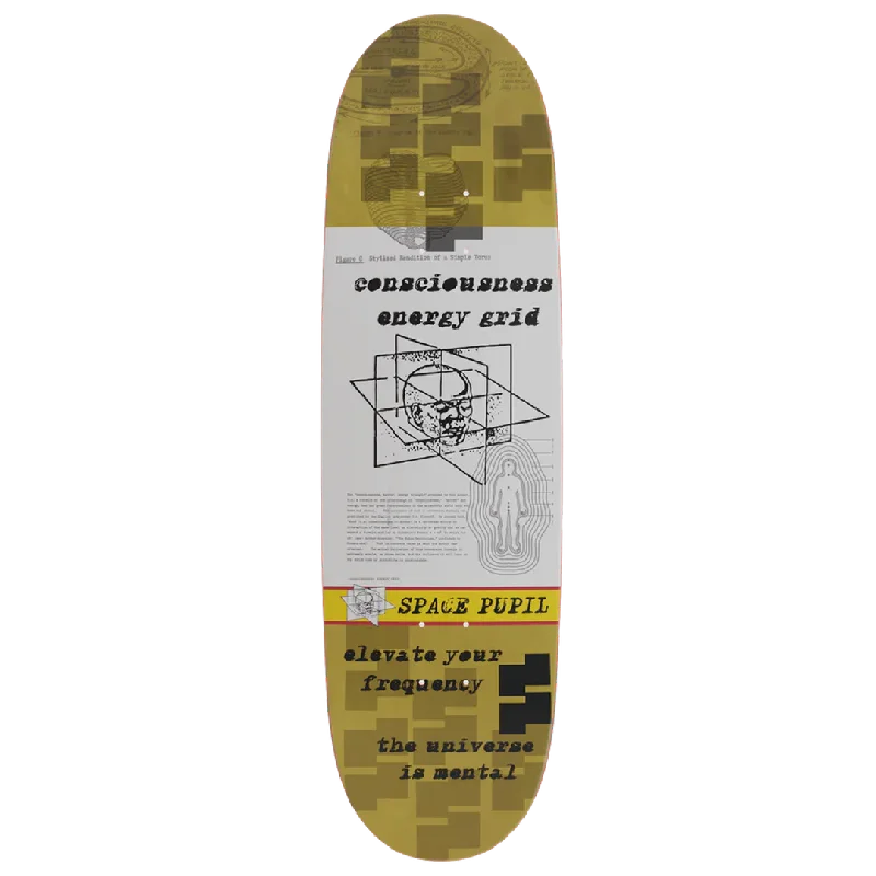 Skateboard Deck With Pro Rider Features-Space Pupil - Cosmic Energy Grid - EGG Shape - Skateboard Deck