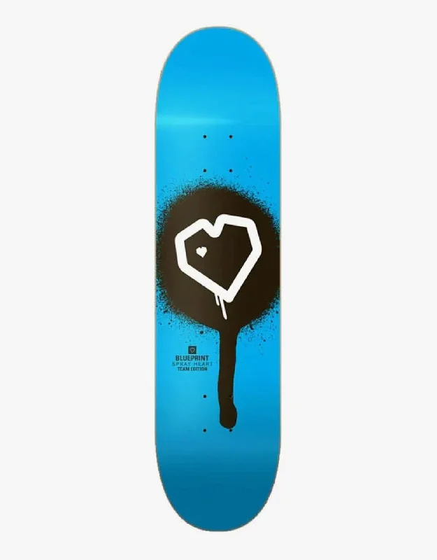 Skateboard Deck With Superior Steering Control-Blueprint Spray Heart Skateboard Deck - 8"