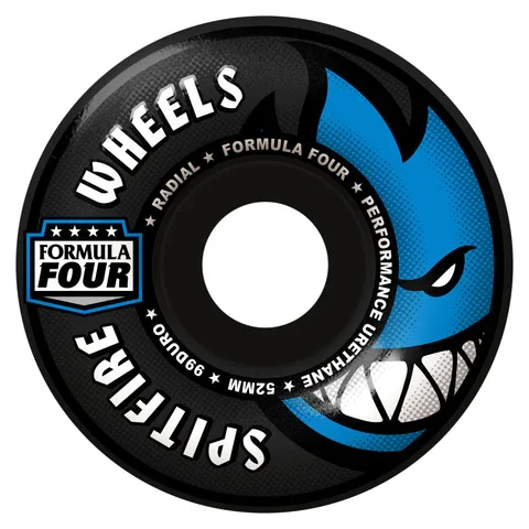 Skateboard Wheels With Extra Tough Build-Spitfire Formula Four Wheels - 99D Radials Black (52mm)