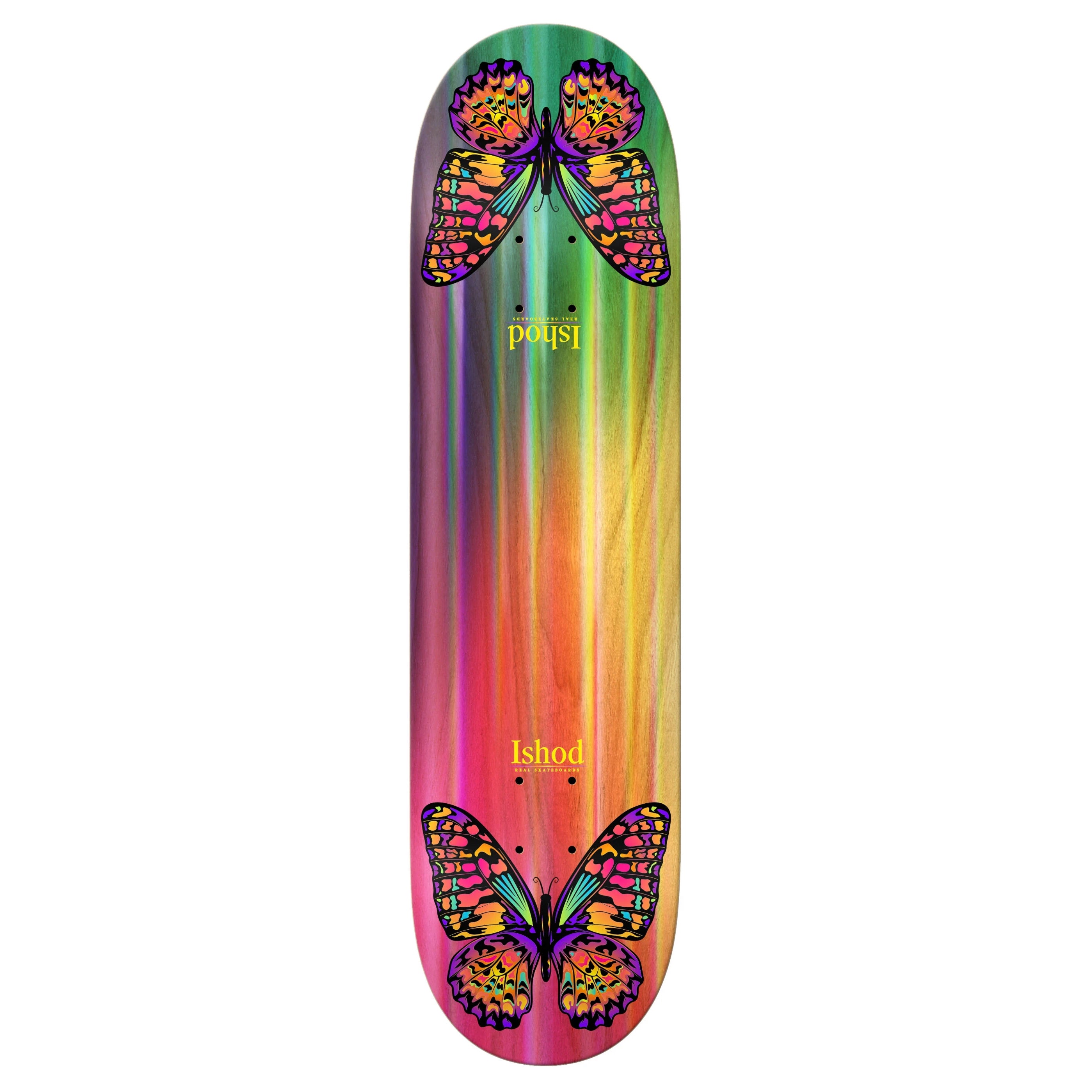 Skateboard Deck With Glossy Coating-Real Ishod Rainbow Monarch Easy Rider Twin Tail 8.3" Skateboard Deck