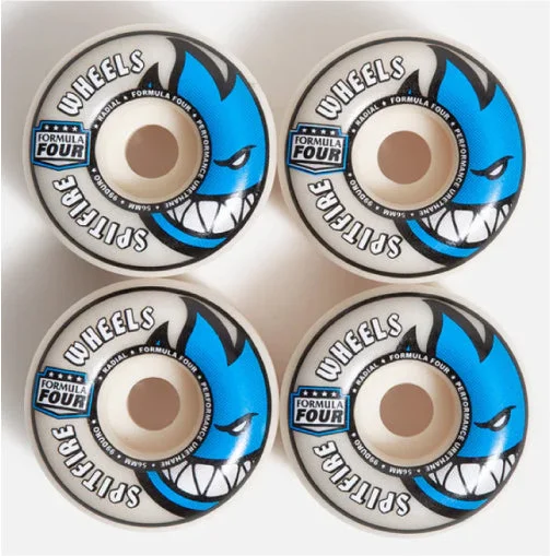 Skateboard Wheels With Best Control-Spitfire F4 Radial Wheels Natural/Blue 56MM 99D