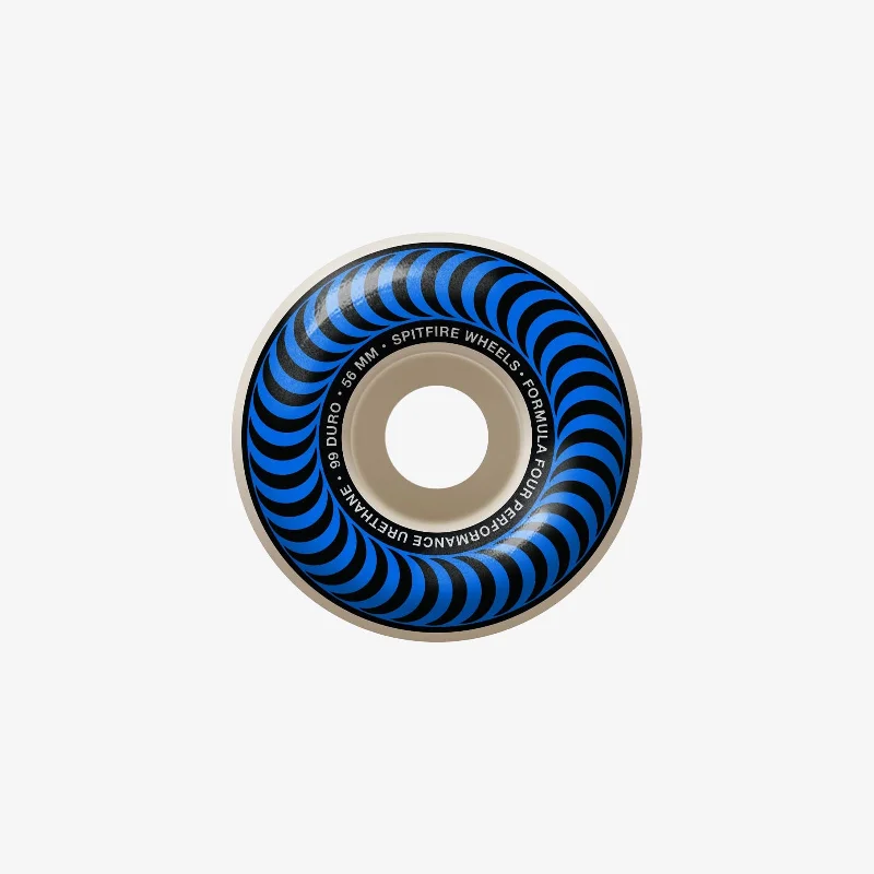 Skateboard Wheels With Extra Wide Profile-Classic Formula 4 99D 56mm (White/Blue)