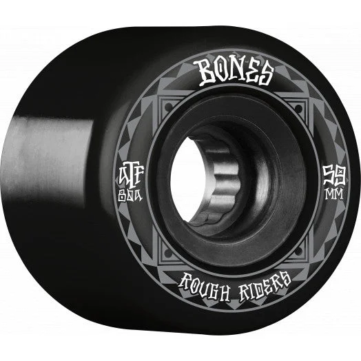 Skateboard Wheels With Best All-Terrain Use-Bones ATF Rough Riders Wheels Black 59mm 80a