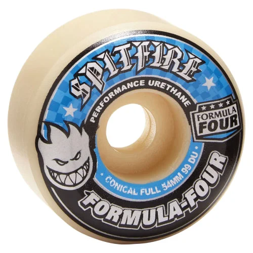 Skateboard Wheels With Water Resistance-Spitfire F4 Conical Full Natural/Blue/Black Wheels 54MM 99D