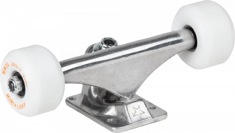 Skateboard Trucks With Pro Model Design-Mini Logo Trucks + ML Bearings + A-cut 53mm 101a White Wheels (Set of 2)