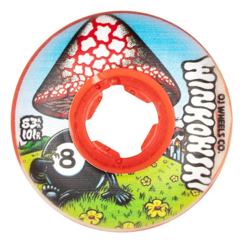 Skateboard Wheels With Tapered Shape-OJ Erick Winkowski Mushroom Elite EZ EDGE Skateboard Wheels Orange Swirl 53MM 101A