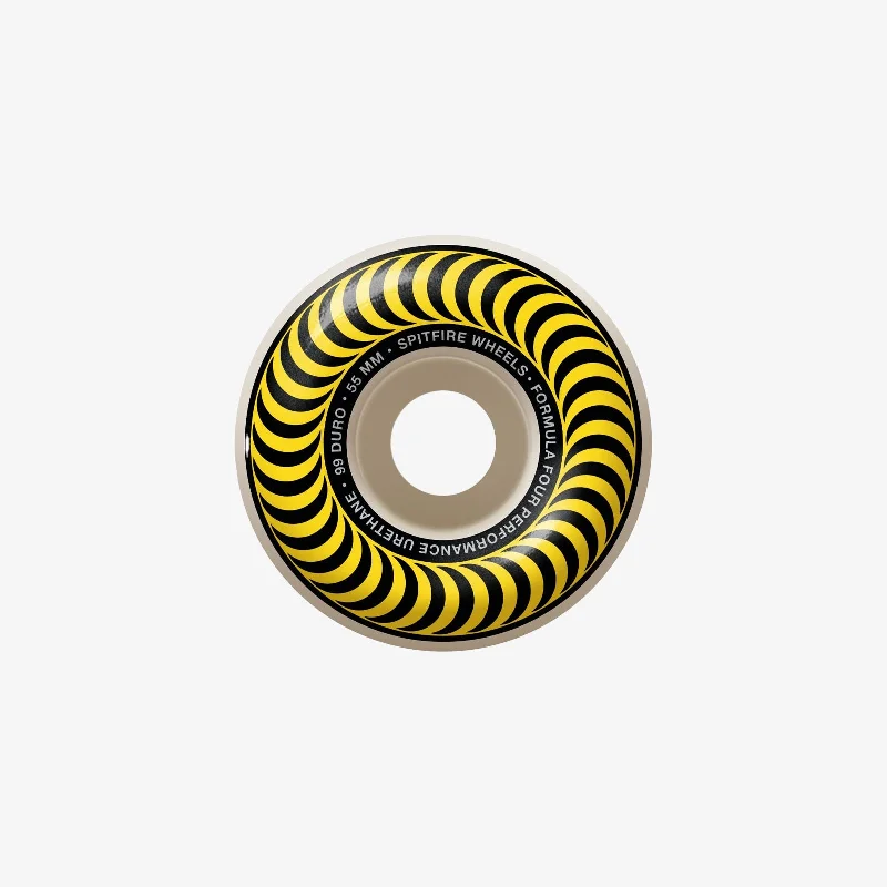 Skateboard Wheels With Narrow Profile-Classic Formula 4 99D 55mm (White/Yellow)