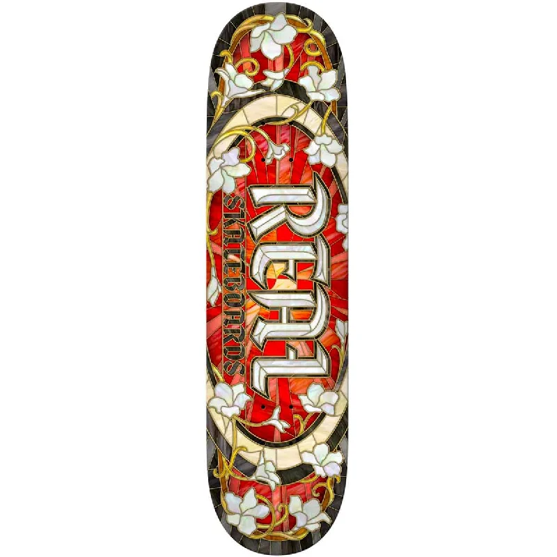 Skateboard Deck With Reinforced Tail-Real Deck Oval Cathedral 8.25