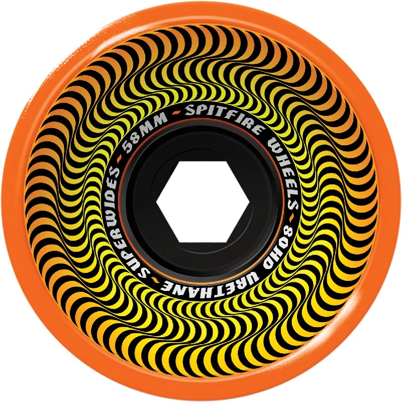 Skateboard Wheels With Unique Color Options-Spitfire 80HD Superwides Orange-(58mm)